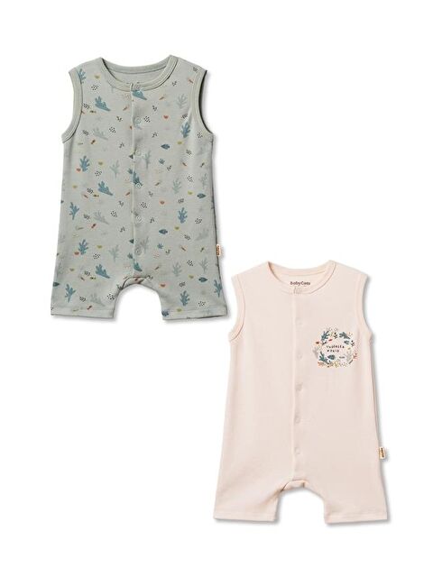 BabyCosy Organic  Bebek Şort Kollu Tulum, %100 Organik Pamuk, Bebek ve Yenidoğan Serisi - CSY8211