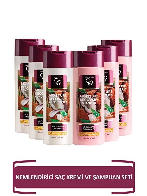 GOLDEN ROSE Moisture Recovery - Nemlendirici Saç Kremi 3x ve Şampuan 3x Seti
