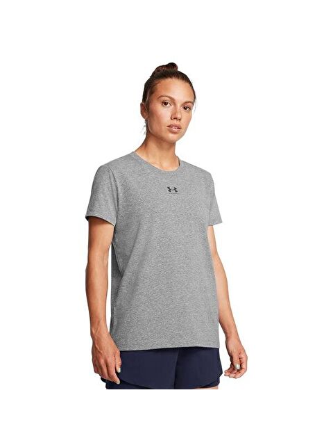 Under Armour Campus Core Kadın Gri Yuvarlak Yaka Tişört