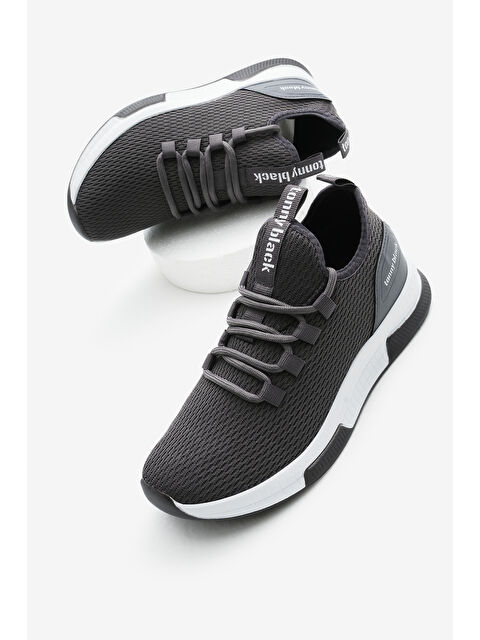TONNY BLACK Unisex Koyu Gri Nefes Alabilen Kumaş Poli Taban Bağcıklı Spor Ayakkabı - S000158344-29351