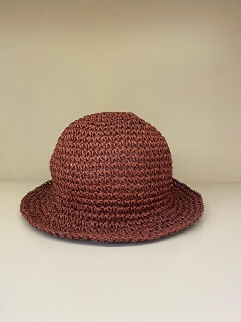 Luminos Butik Bordo Ithal El Örgüsü Hasır Şapka Hsr2083