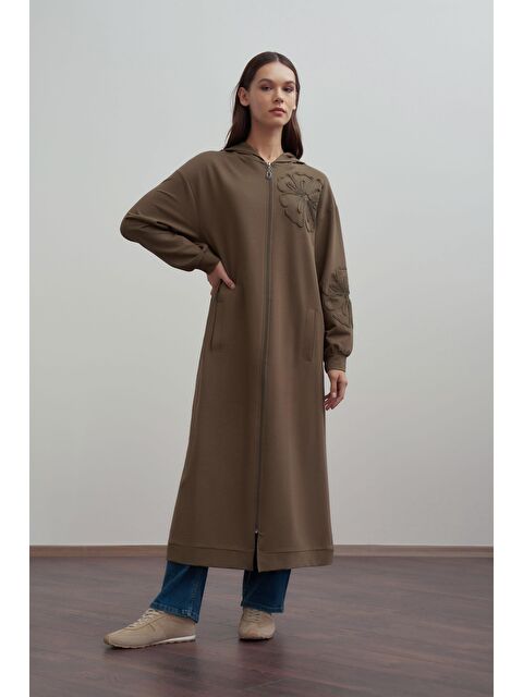 ALLDAY Haki-Pamuklu Nakışlı Fermuarlı Sweat Hırka - S000501029-18547