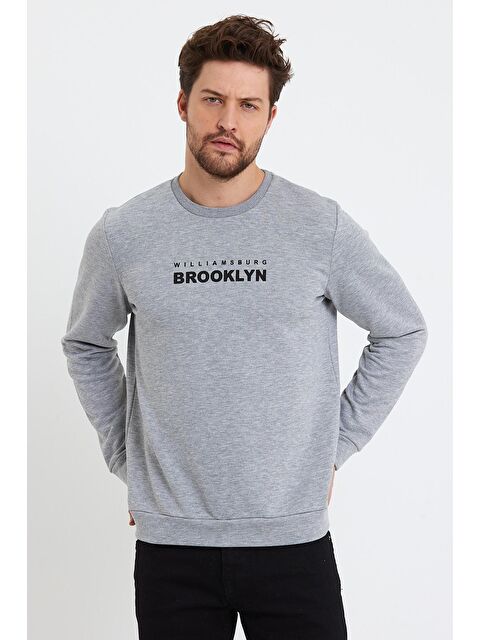 Süperlife Erkek Bisiklet Yaka Regular Fit 3 İplik Kalın Brooklyn Baskılı Sweatshirt SPR24sw29 - S000071943-17308