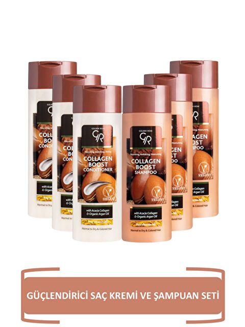 GOLDEN ROSE Collagen Boost- Güçlendirici Saç Kremi 3x  ve Şampuan 3x Seti