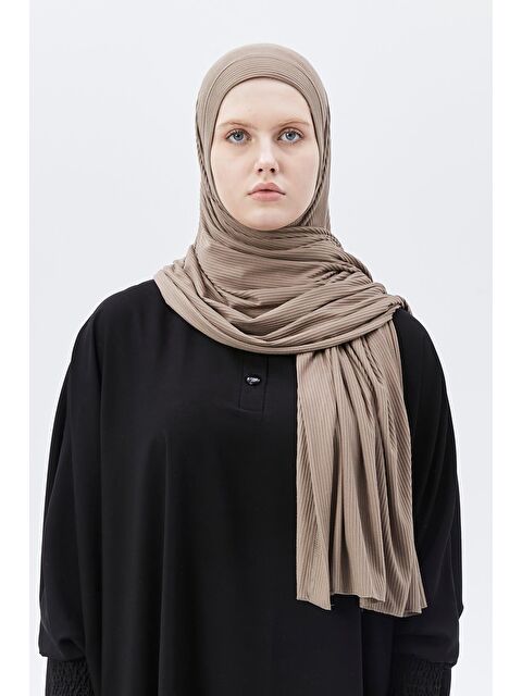 Altobeh Hazır Pratik Geçmeli Lüks Organik Çizgili Kaşkorse Şal Çapraz Hizalı - S000420225-9561