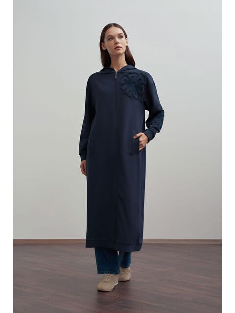 ALLDAY Lacivert-Pamuklu Nakışlı Fermuarlı Sweat Hırka - S000501029-21164