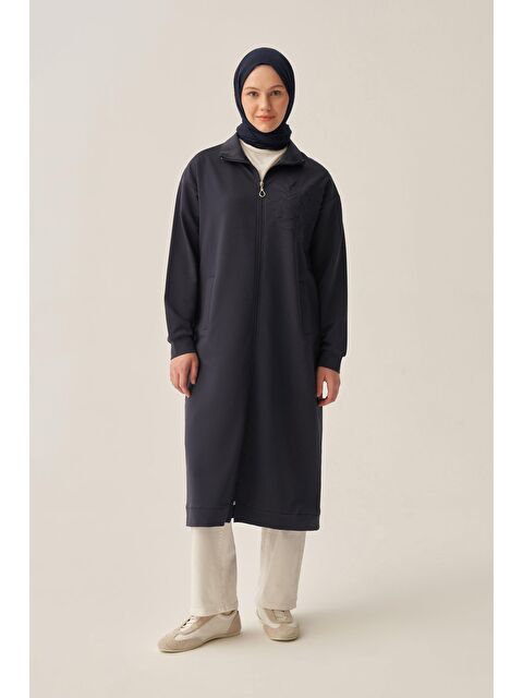 ALLDAY Lacivert-Pamuklu Aplike Detaylı Fermuarlı Sweat - S000501030-21164