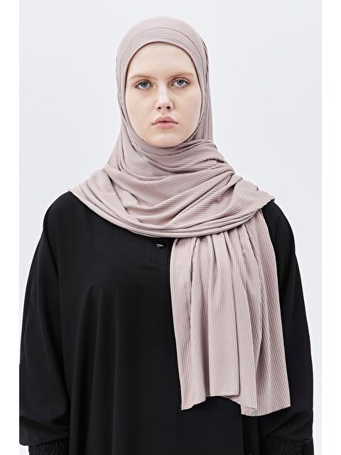 Altobeh Hazır Pratik Geçmeli Lüks Organik Çizgili Kaşkorse Şal Çapraz Hizalı - S000420225-7152