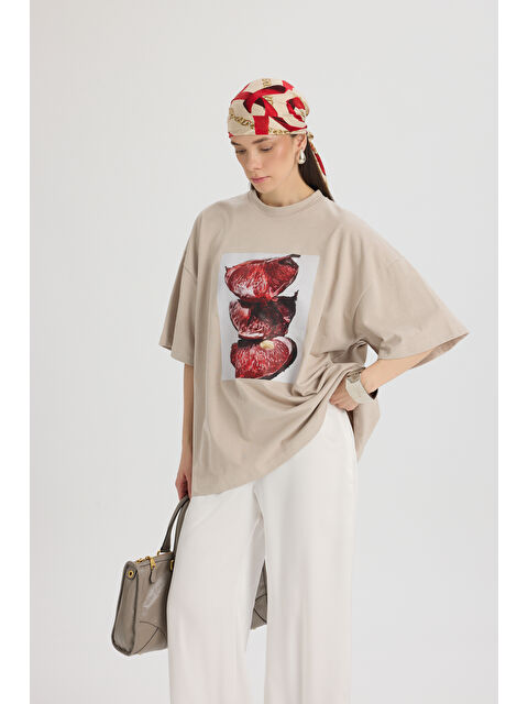 Mai Collection Pomelo Oversize Taş T-Shirt - S000517657-25636