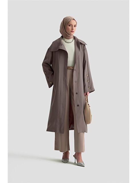 ARMİNE Yakası Dökümlü Trençkot 25K7914 Kakao - S000489642-26424