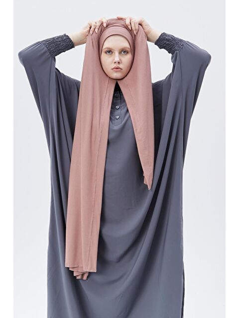 Altobeh Hazır Pratik Geçmeli Lüks Organik Çizgili Kaşkorse Şal Çapraz Hizalı - S000420225-20028