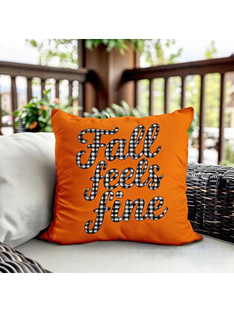 Evmila Çift Taraf Baskılı Kadife Doku Sonbahar Ve Kabak Desenli Kırlent Kılıfı - S000440796-23173