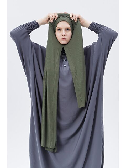 Altobeh Hazır Pratik Geçmeli Lüks Organik Çizgili Kaşkorse Şal Çapraz Hizalı - S000420225-18547