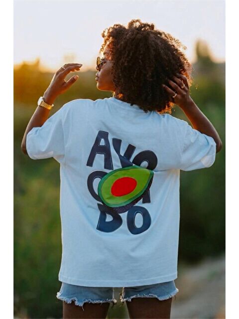 Oksit Avacado Sırt Baskılı Oversize Unisex Pamuklu Tişört