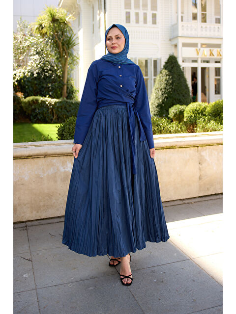 Locco Moda Kadın Önden Bağlamalı Gömlek Lacivert - S000364050-21164