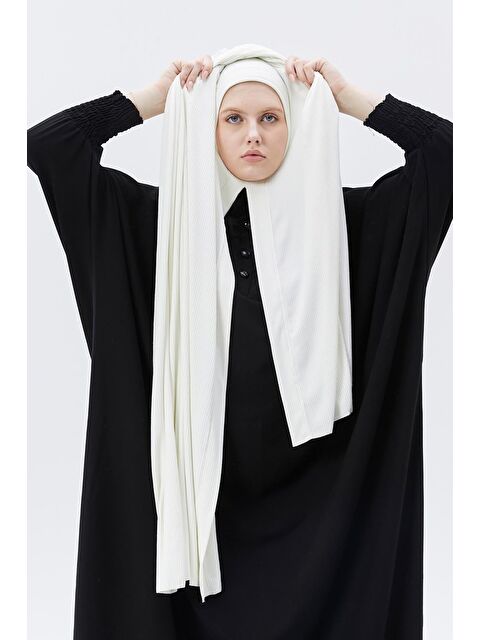 Altobeh Hazır Pratik Geçmeli Lüks Organik Çizgili Kaşkorse Şal Çapraz Hizalı - S000420225-19965