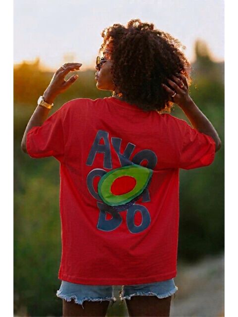 Oksit Avacado Sırt Baskılı Oversize Unisex Pamuklu Tişört