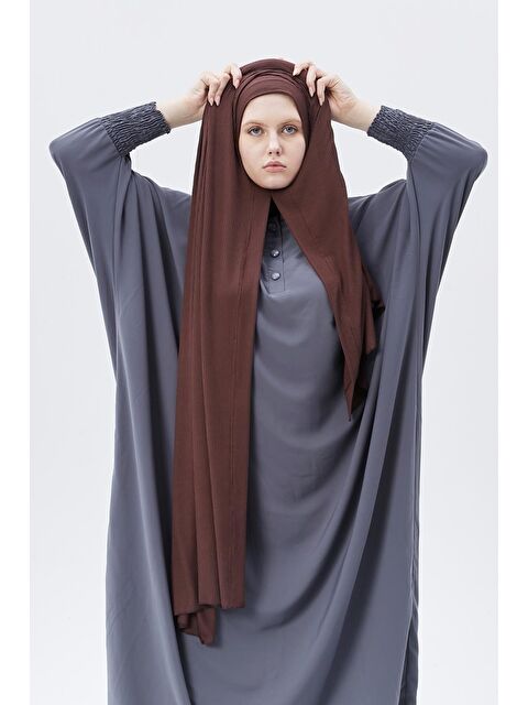 Altobeh Hazır Pratik Geçmeli Lüks Organik Çizgili Kaşkorse Şal Çapraz Hizalı - S000420225-28102