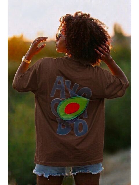 Oksit Avacado Sırt Baskılı Oversize Unisex Pamuklu Tişört