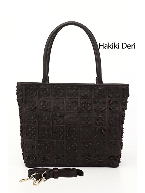 GÖNDERİ(R) Kadın ÇİKOLATA KAHVE Hakiki Deri El ve Omuz Çantası - S000415949-20637