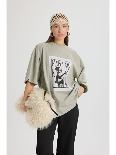 Mai Collection Rich Woman Oversize Gri T-Shirt - S000517638-20600