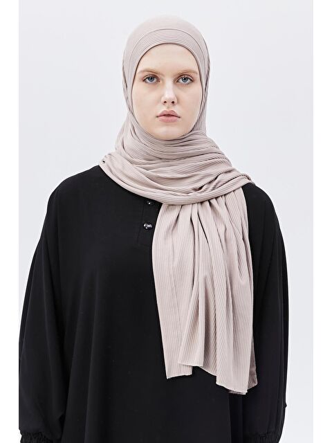 Altobeh Hazır Pratik Geçmeli Lüks Organik Çizgili Kaşkorse Şal Çapraz Hizalı - S000420225-455