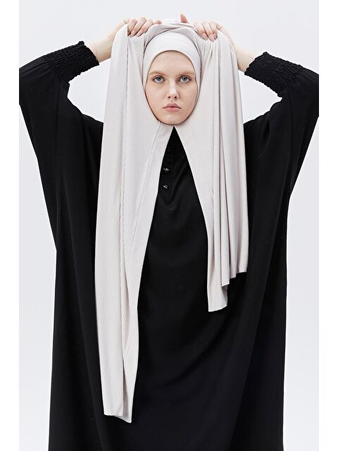 Altobeh Hazır Pratik Geçmeli Lüks Organik Çizgili Kaşkorse Şal Çapraz Hizalı - S000420225-20622