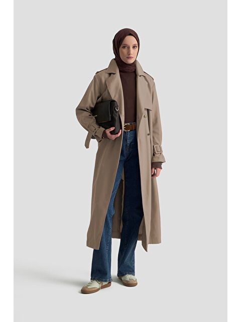 ARMİNE Gold Düğmeli Trençkot 25Ktd709 Bej - S000489643-19928