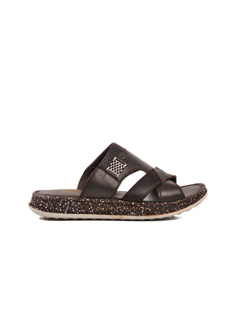 Ayakmod Kahve Hakiki Deri Erkek Terlik 2045 M - S000369098-19413