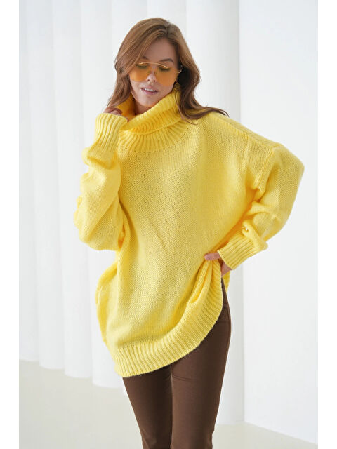 carla10 Kadın Balıkçı Yaka Kaşkorse Oversize Triko Tunik - S000501033-20072