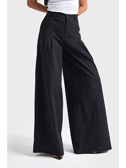 It's Basic Kadın Esnek Keten Kumaş Palazzo Fit Tasarım Pantolon - S000362141-19351