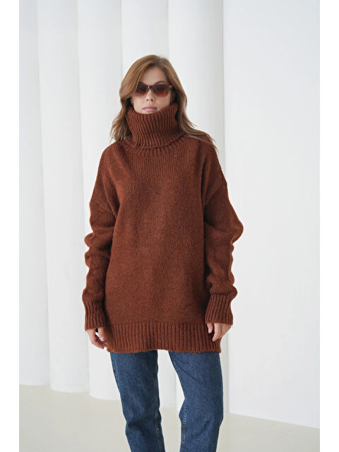 carla10 Kadın Balıkçı Yaka Kaşkorse Oversize Triko Tunik - S000501033-18657
