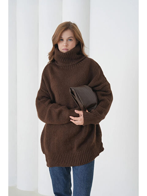 carla10 Kadın Balıkçı Yaka Kaşkorse Oversize Triko Tunik - S000501033-19413