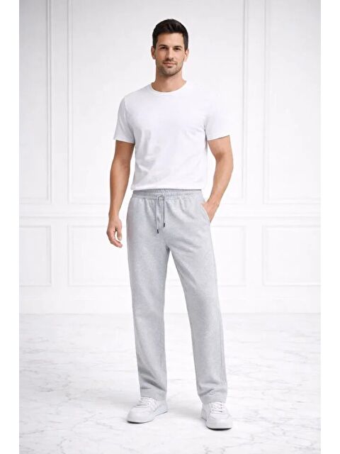 Jane's Erkek Düz Paça Beli Lastikli İpli Günlük Spor Eşofman Altı Rahat Fit - Gri