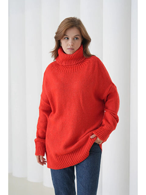 carla10 Kadın Balıkçı Yaka Kaşkorse Oversize Triko Tunik - S000501033-20045