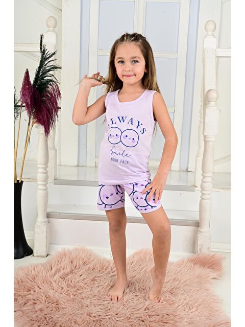 Vitmo Kız Çocuk Askılı Pijama Takımı Always Smile Somon - S000388258-17878