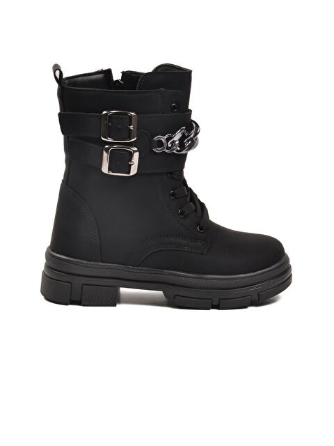 Ayakmod Siyah İçi Polarlı Kaymaz Taban Kız Çocuk Bot G-1001 F Zncr - S000472614-19351