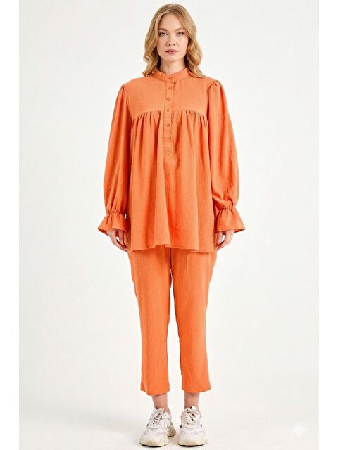 Fullamoda Fullamodest Yarım Düğmeli Bürümcük Kumaş 2 Li Takım