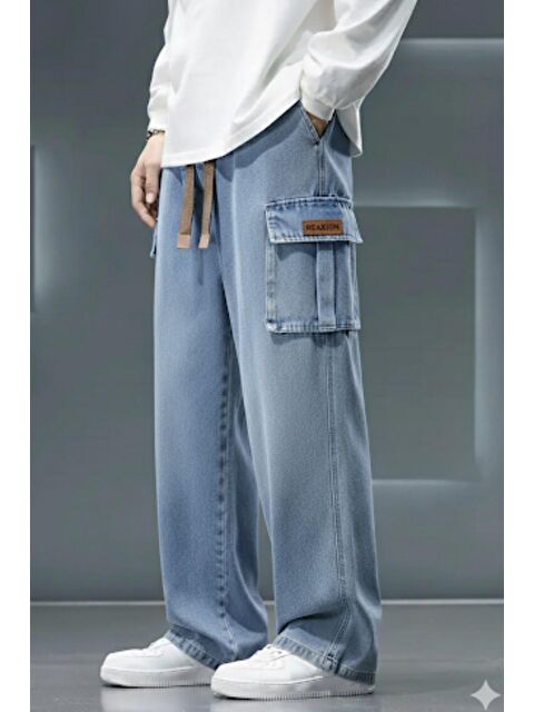 Oksit Reax Luiz Beli Lastikli ve İpli Komando Baggy Fit Jean Kargo Pantolon - S000437704-17234