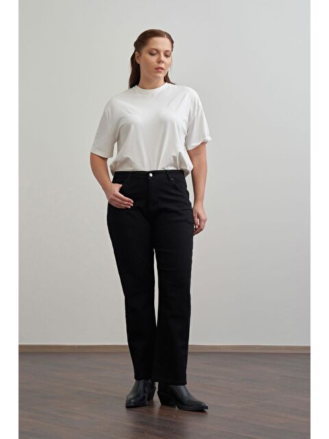 ALLDAY Siyah-Yüksek Bel Boru Paça Jean Pantolon - S000501039-19351
