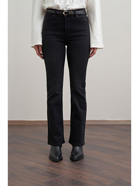 ALLDAY Antrasit-Orta Bel Flare Paça Jean Pantolon - S000501041-29666