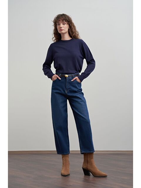 ALLDAY Mavi-Yüksek Bel Mom Paça Jean Pantolon - S000501035-17234