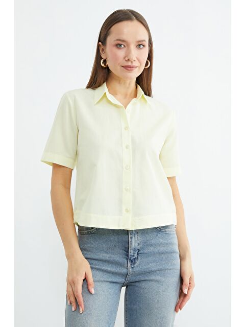 Fullamoda Basic Kolu Ve Beli Manşetli Crop Gömlek - S000503914-20072