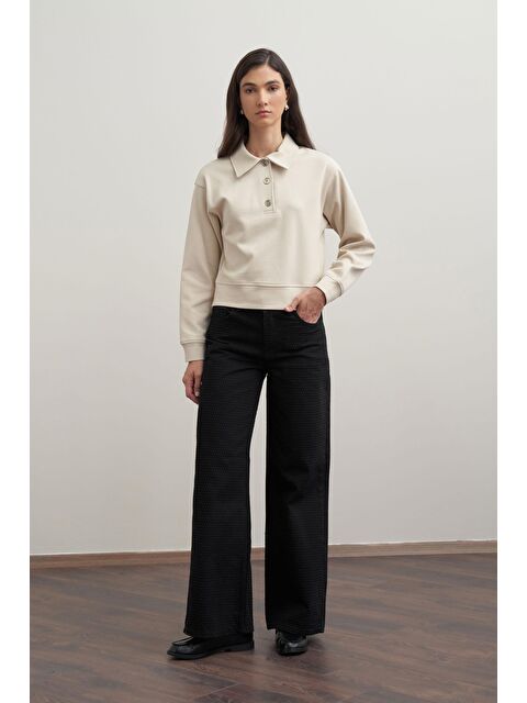 ALLDAY Siyah-Kırık İğne Dokulu Denim Pantolon - S000500955-19351