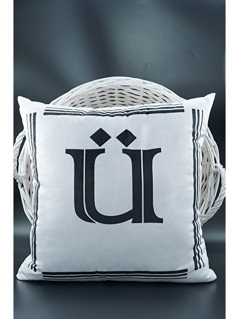 Asdiva Harfli Kırlent Kılıfı Kadife 43x43 Cm Çift Taraflı Ü Harfi Kedi Desenli Evlilik Teklifi Doğum Günü - S000345728-20063