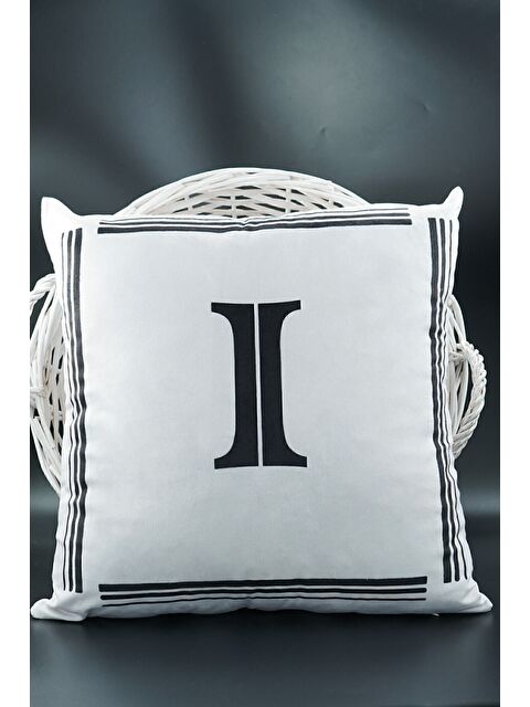 Asdiva Harfli Kırlent Kılıfı Kadife 43x43 Cm Çift Taraflı I Harfi Kedi Desenli Evlilik Teklifi Doğum Günü - S000345733-20063