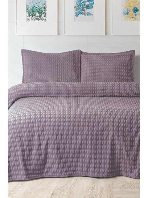 Çeyiz Diyarı Merinos Twist Çift Kişilik Battaniye Seti Mürdüm - S000500196-20036