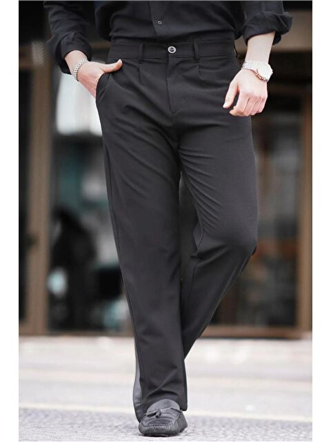 Madmext Siyah Regular Fit Düz Kesim Yan Cepli Erkek Pantolon 6540 - S000436662-19351