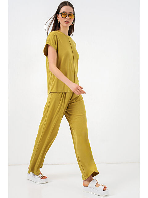 Bigdart Kadın Örme Bluz Pantolon İkili Takım 30085 - E.Yeşil