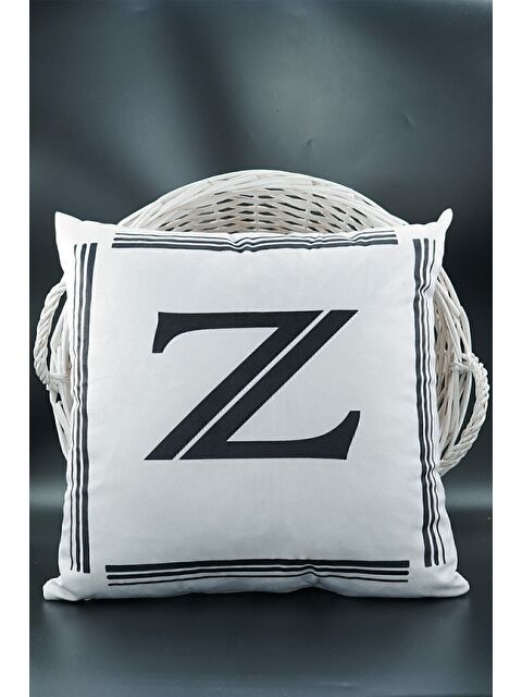 Asdiva Harfli Kırlent Kılıfı Kadife 43x43 Cm Çift Taraflı Z Harfi Kedi Desenli Evlilik Teklifi Doğum Günü - S000345739-20063